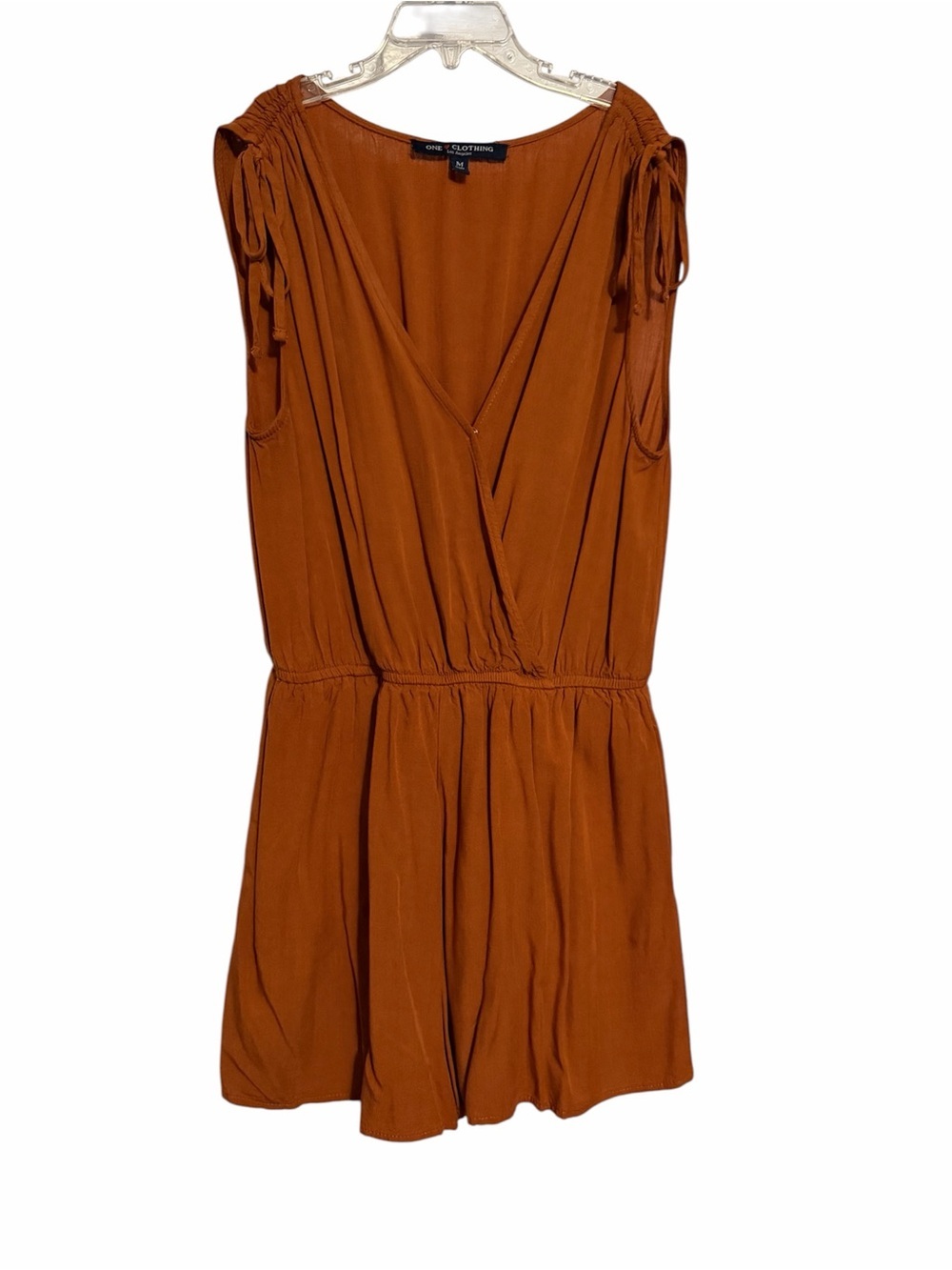 one clothing rust orange wrap-style romper size medium